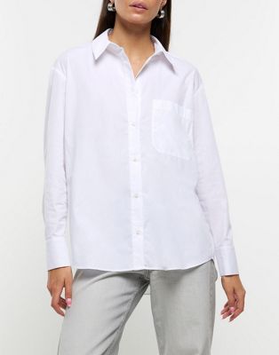 River Island Poplin oversized shirt in white