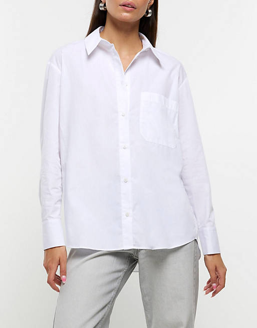 River Island Poplin oversized shirt in white | ASOS