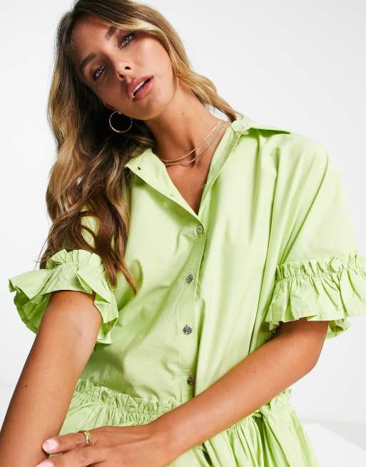 River island green smock sales dress