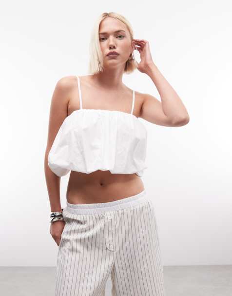 River Island - Poplin top met bolle zoom in wit - view 1