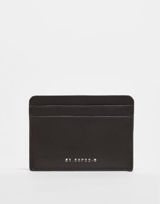 River Island - Portacarte marrone scuro in pelle