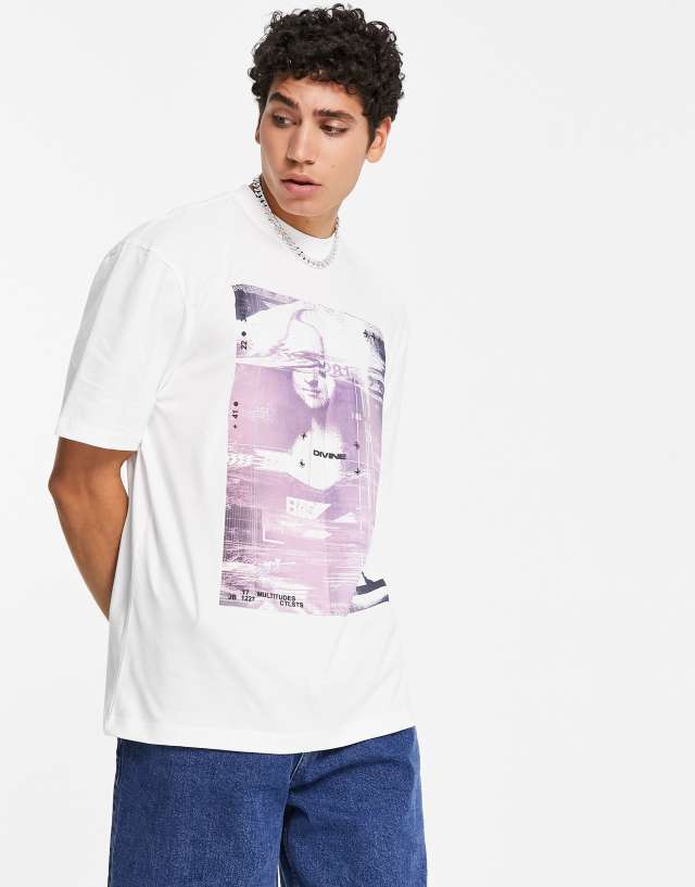 River Island portrait print t-shirt in white