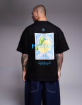 [River Island] River Island Positano lemon back print oversized t-shirt in black L BLACK