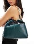 River Island pouch bag with chain strap in dark green