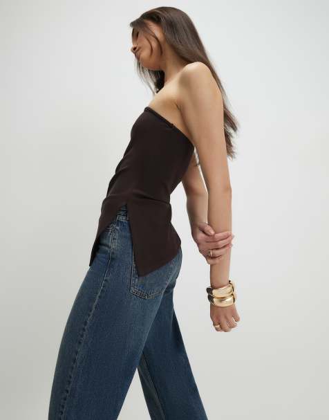 River Island Premium bandeau top in brown - dark - view 1