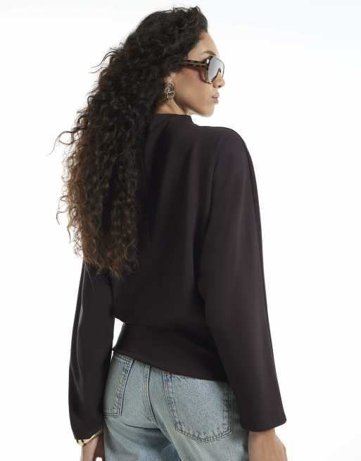 River Island Premium banded hem sweatshirt in brown, 4 of 4