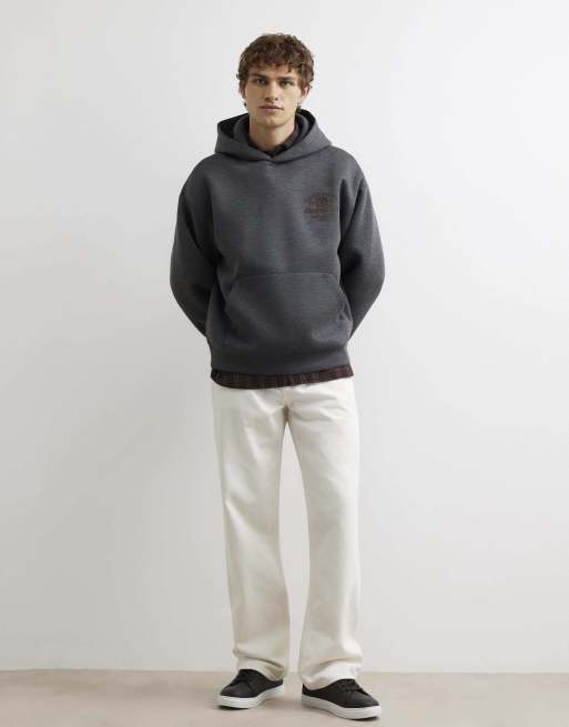 River Island Premium cotton maison hoodie in grey - marl, 2 of 4