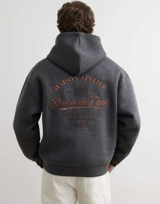 River Island Premium cotton maison hoodie in grey - marl, 4 of 4