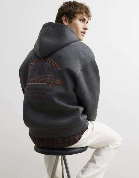 River Island Premium cotton maison hoodie in grey - view 1