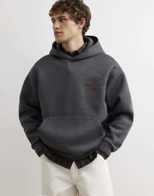 River Island premium cotton maison hoodie in grey, 3 of 4