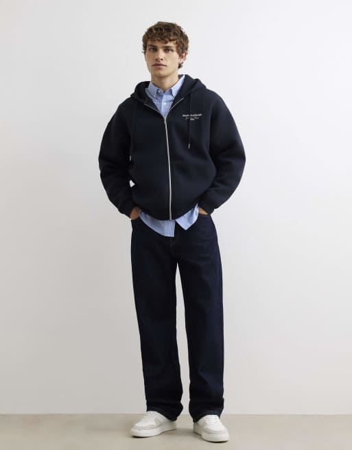 River Island Premium cotton maison hoodie in navy, 2 of 4