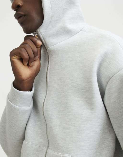 River Island Premium cotton zip through hoodie in grey - marl, 3 of 4