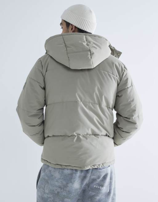River Island – Premium-Daunenjacke in Stein mit Kapuze, 3 von 3