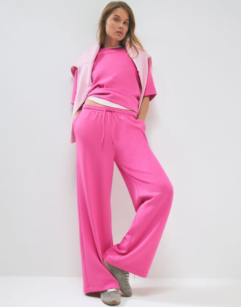 River Island Premium drawstring wide leg joggers in pink - view 1