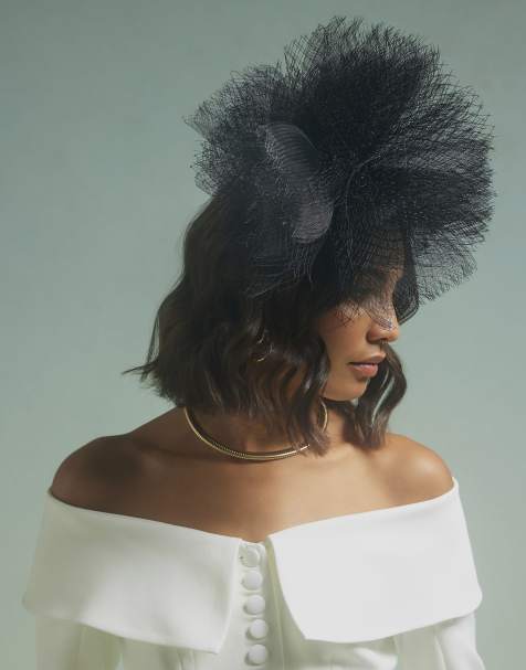 River Island Premium edie netted headband fascinator in black - view 1