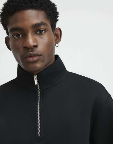 River Island Premium funnel neck sweatshirt in black - view 1