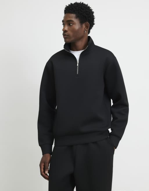 River Island Premium funnel neck sweatshirt in black, 3 of 4