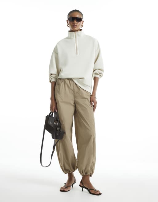 River Island Premium funnel neck sweatshirt in cream, 2 of 4