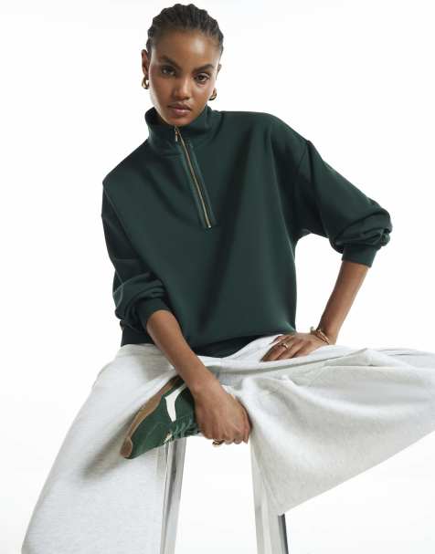 River Island Premium funnel neck sweatshirt in green - view 1