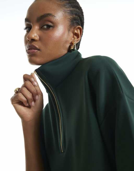 River Island Premium funnel neck sweatshirt in green, 3 of 4