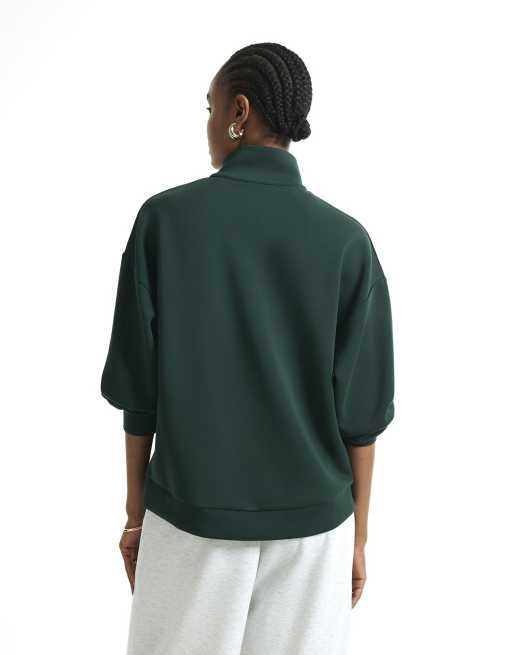 River Island Premium funnel neck sweatshirt in green, 4 of 4