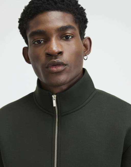 River Island Premium funnel neck sweatshirt in khaki, 2 of 4