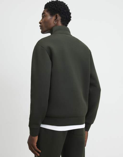 River Island Premium funnel neck sweatshirt in khaki, 4 of 4