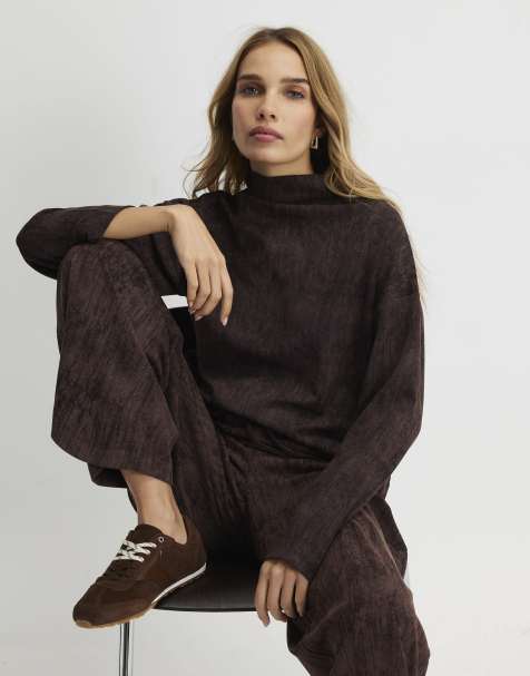 River Island Premium high neck crinkle effect top in brown - dark - view 1