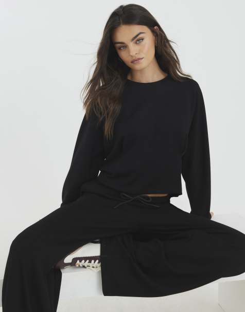 River Island Premium long sleeve batwing sweatshirt in black - view 1