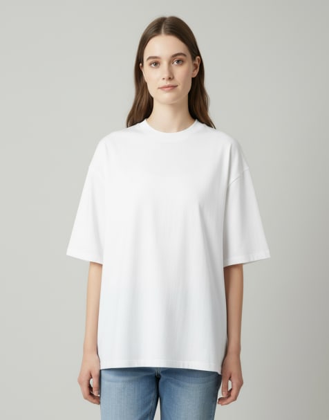 River Island Premium oversized drop shoulder t-shirt in white - view 1