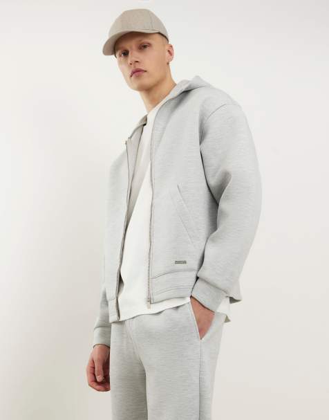 River Island Premium oversized zip through hoodie in grey - marl - view 1