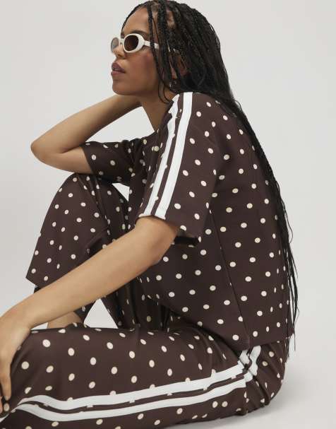 River Island Premium polka dot tape t-shirt in brown - view 1