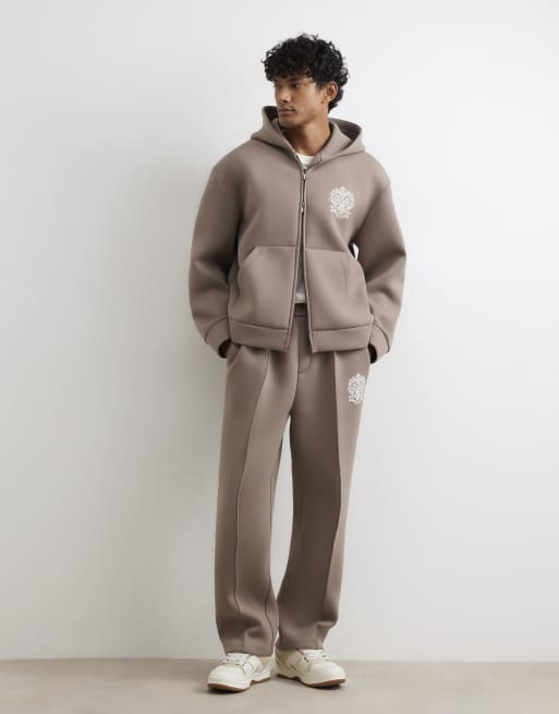 River Island Premium regular fit baroque joggers in stone, 2 of 4