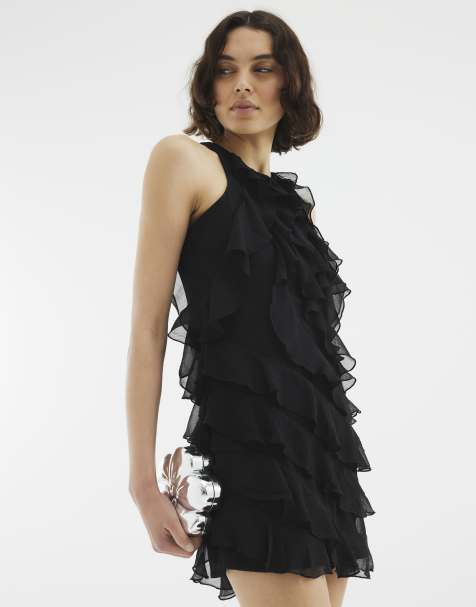 River Island Premium ruffle mini dress in black - view 1