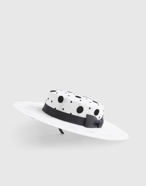 River Island Premium sasha polka dot boater hat fascinator | ASOS
