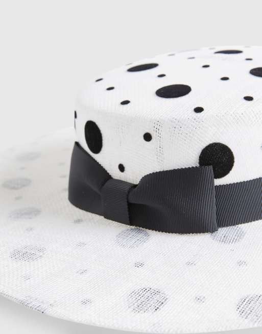 River Island Premium sasha polka dot boater hat fascinator | ASOS