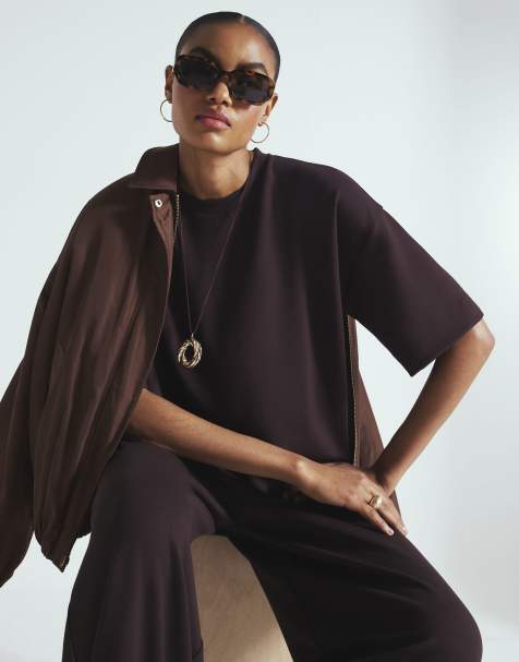 River Island Premium short sleeve boxy t-shirt in brown - view 1