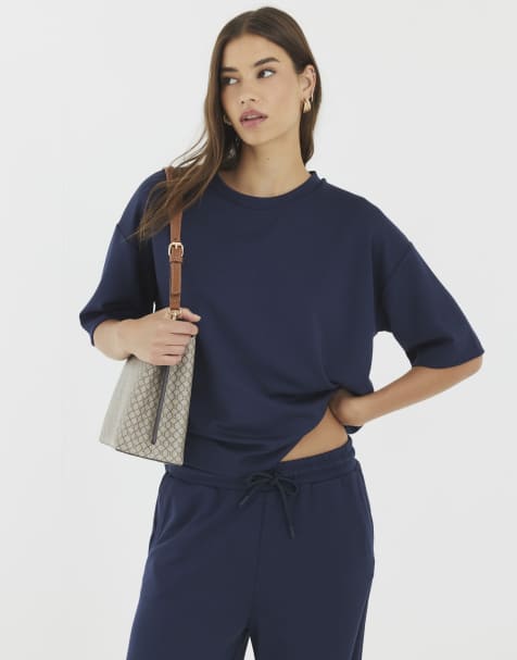 River Island Premium short sleeve boxy t-shirt in navy - view 1