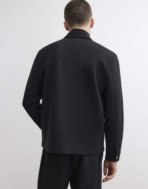 River Island Premium slim fit overshirt in black, 4 of 4