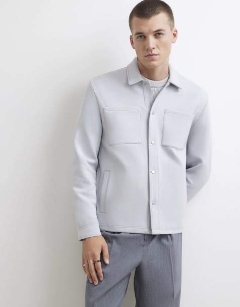 River Island Premium slim fit overshirt in grey - view 1