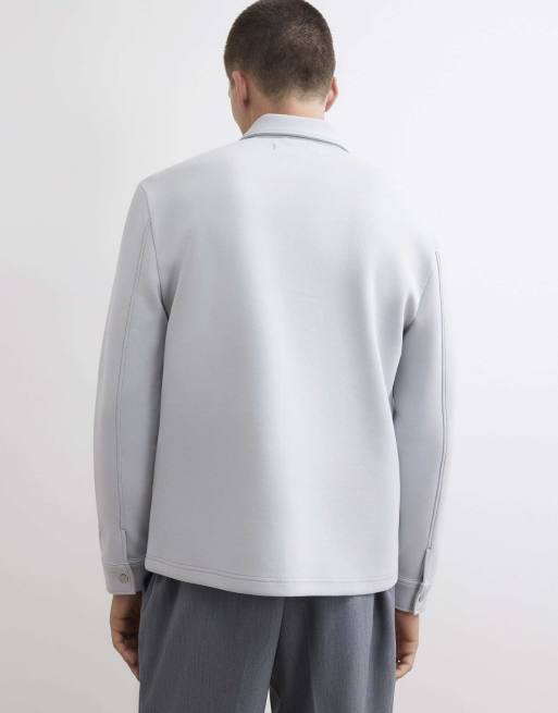 River Island Premium slim fit overshirt in grey, 4 of 4