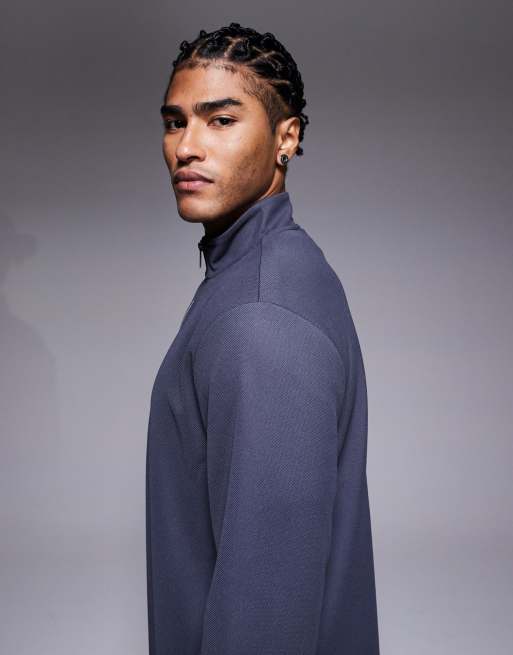 River Island premium textured 1/4 zip top co-ord in dark grey, 4 of 5
