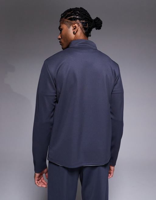 River Island premium textured 1/4 zip top in dark grey (part of a set), 3 of 5