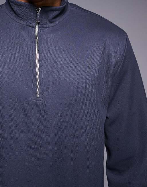 River Island premium textured 1/4 zip top in dark grey (part of a set), 5 of 5
