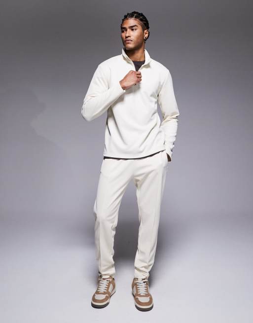River Island premium textured 1/4 zip top in ecru (part of a set), 2 of 5