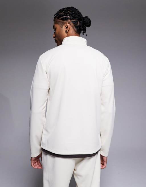 River Island premium textured 1/4 zip top in ecru (part of a set), 3 of 5