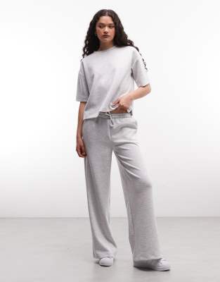 River Island Premium Wide Leg Sweatpants In Gray