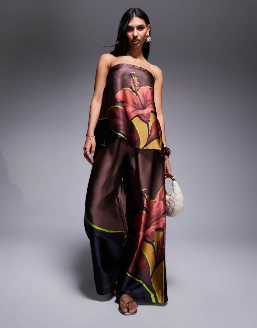 River Island print beach co-ord in brown