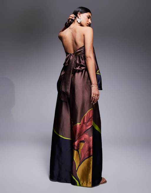 River Island print beach trousers in brown , 2 of 5