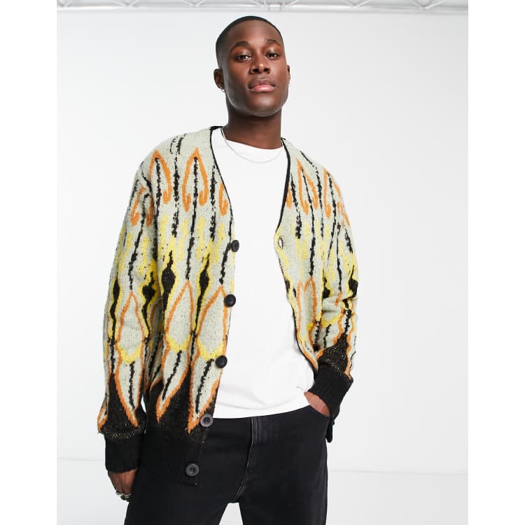 Mens on sale printed cardigan